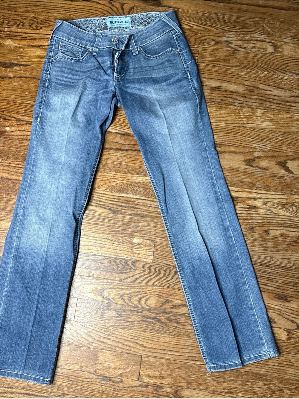 Ariat R.E.A.L. Women's Blue Bootcut Jeans Medium Wash Low Rise 5-Pocket Size 26R